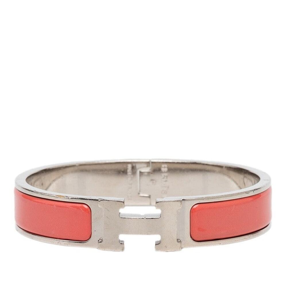 Hermes Clic H PM Enamel Bracelet Pink Silver